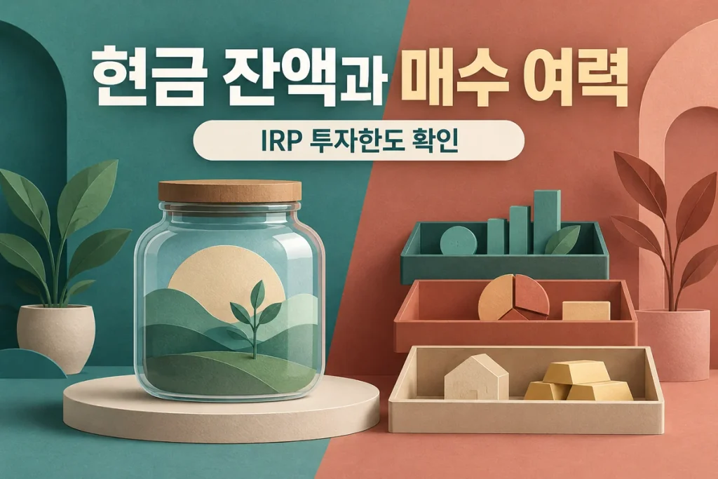 IRP 위험자산 한도 때문에 매수가 안 될 때, 현금 잔액과 투자 가능액 구분하기